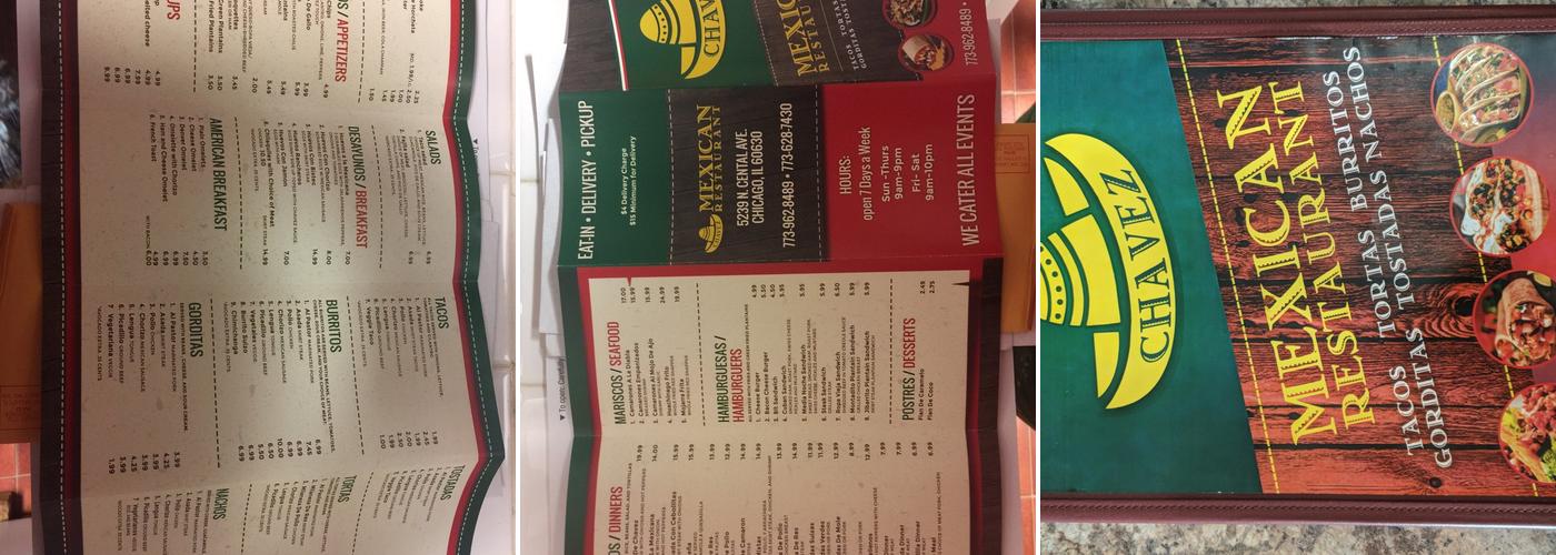 Chavez Restaurant Menu