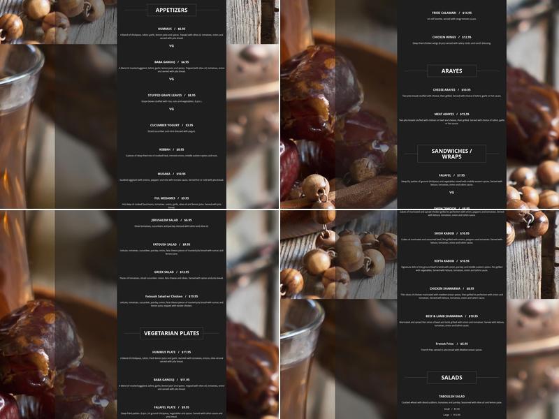 Mango Restaurant Menu