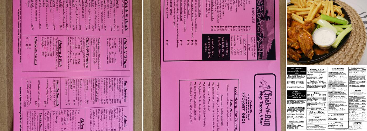 Chick-N-Run Menu