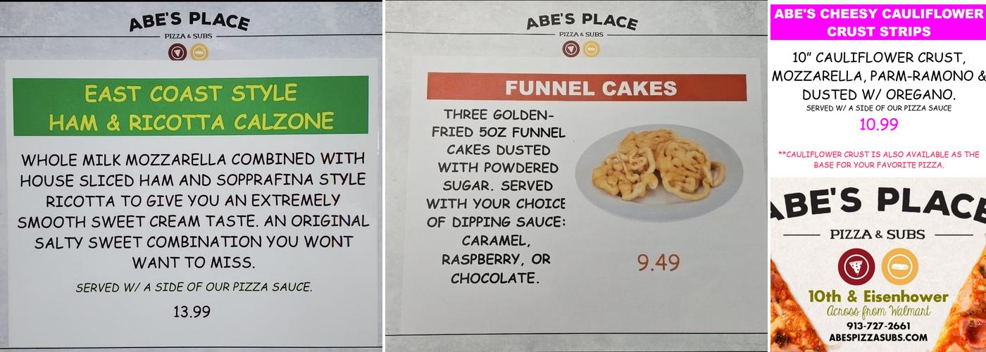 Abe's Place Menu