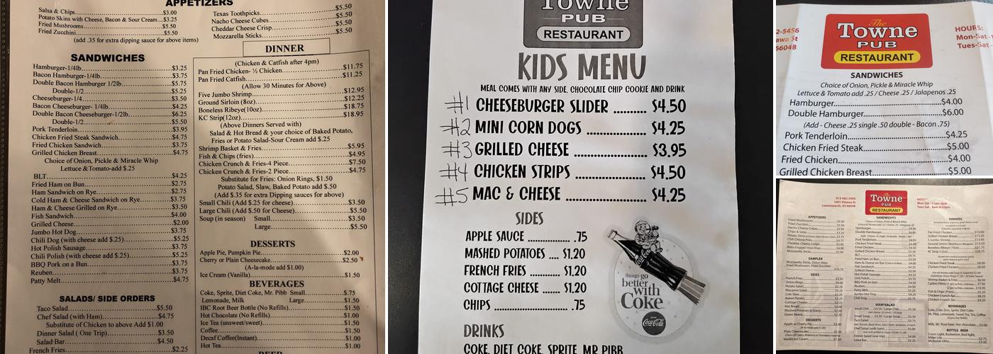 Towne Pub Menu