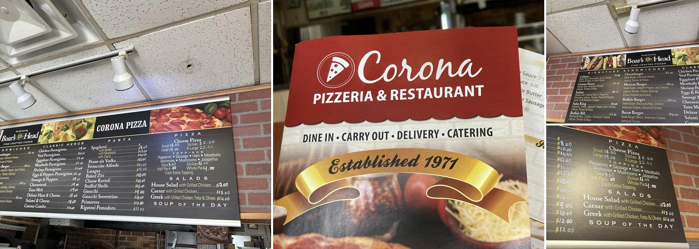 Corona Pizza Menu