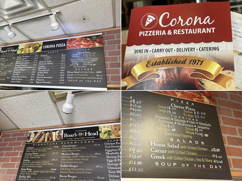Corona Pizza Menu