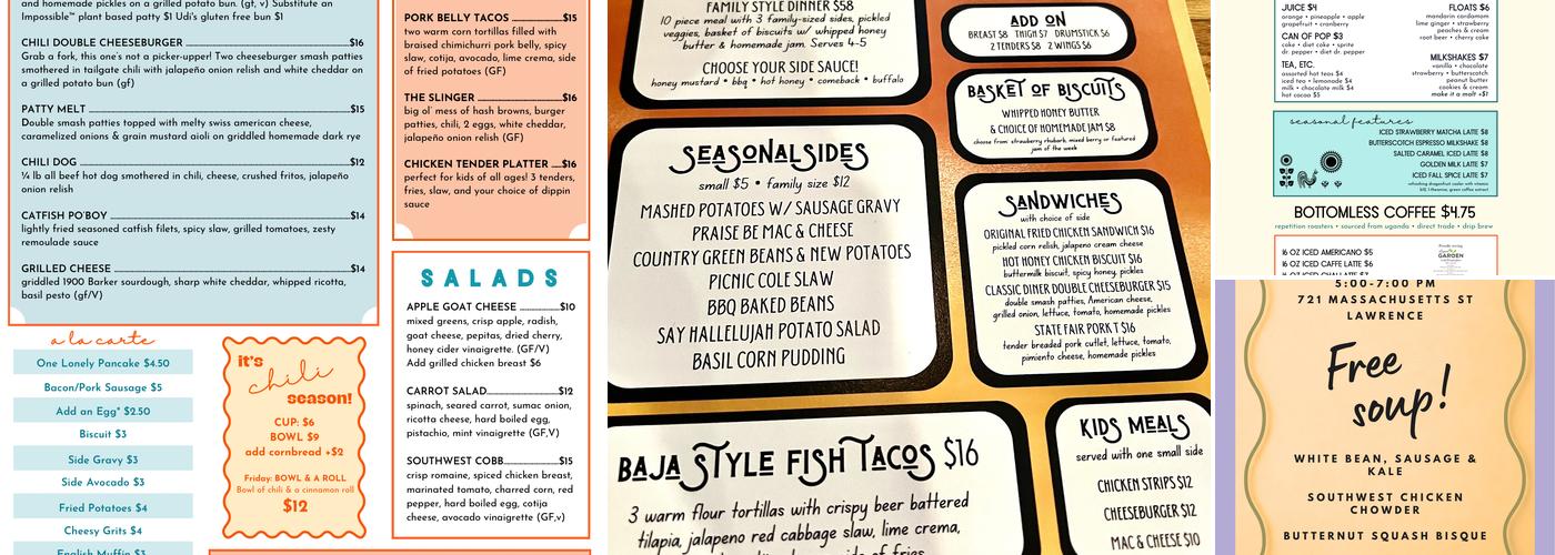 Ladybird Diner Menu