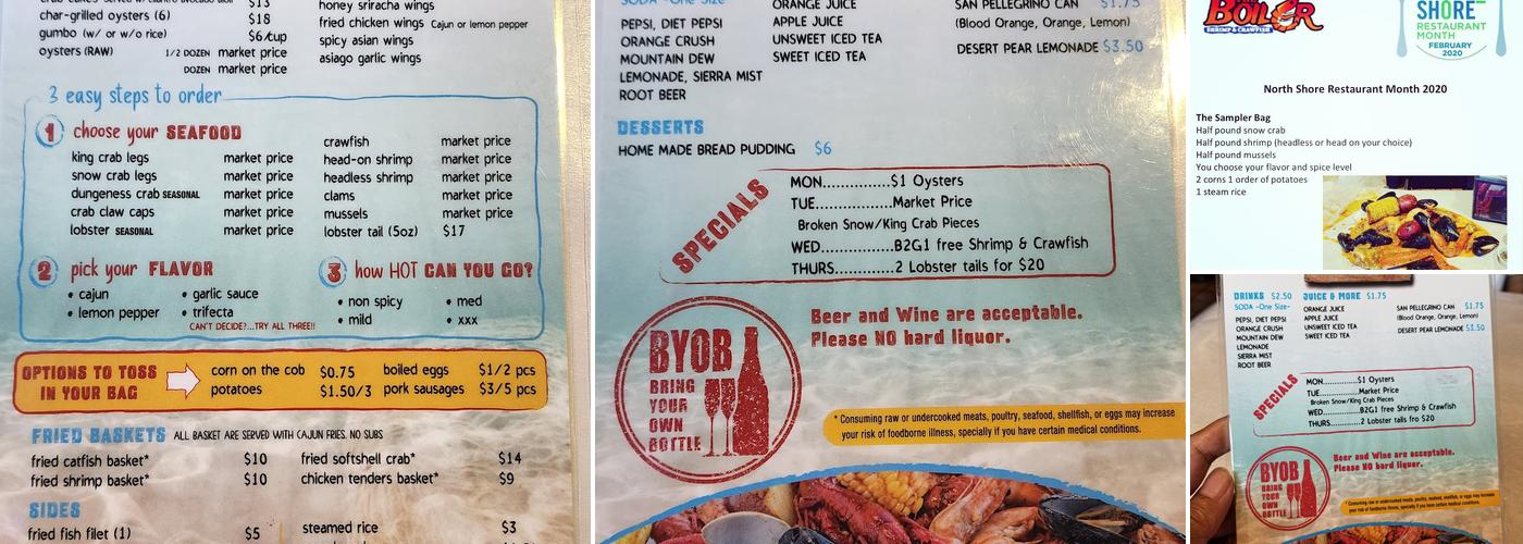 The Boiler Shrimp & Crawfish Menu