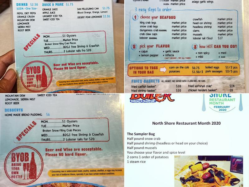 The Boiler Shrimp & Crawfish Menu