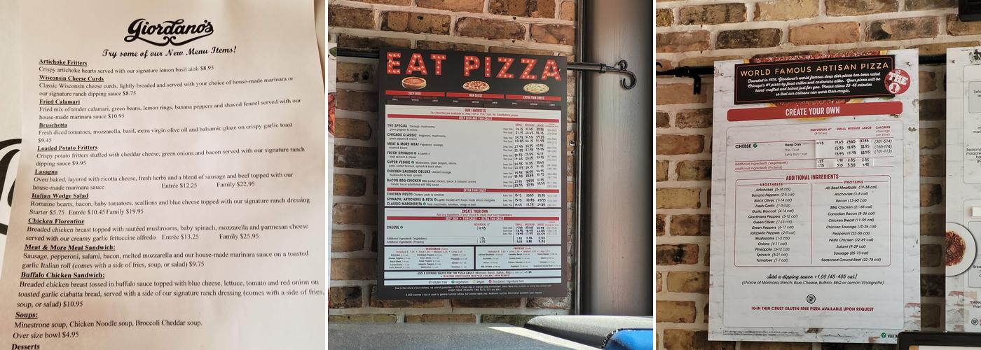 Giordano's Menu