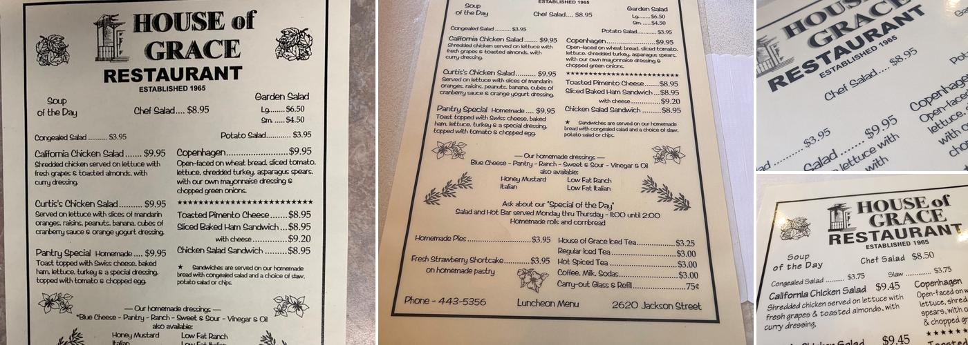 House of Grace Restaurant Menu