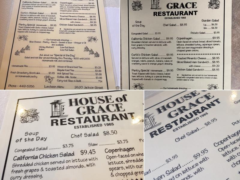 House of Grace Restaurant Menu