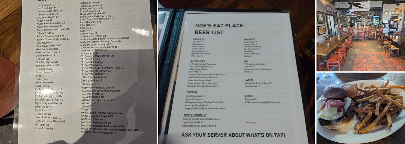 Doe's Eat Place Menu