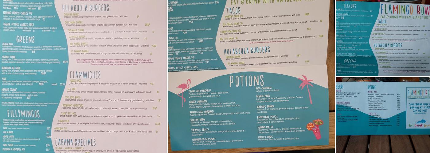 Flamingo Row Menu