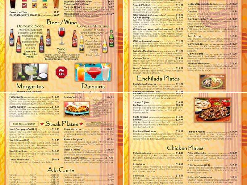 El Cazador Tifton Ga Menu
