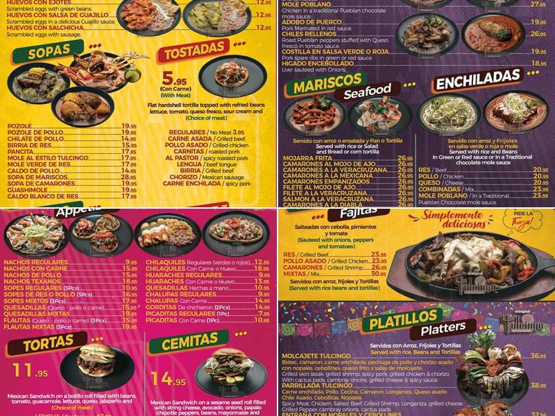 Tulcingo Restaurant Menu