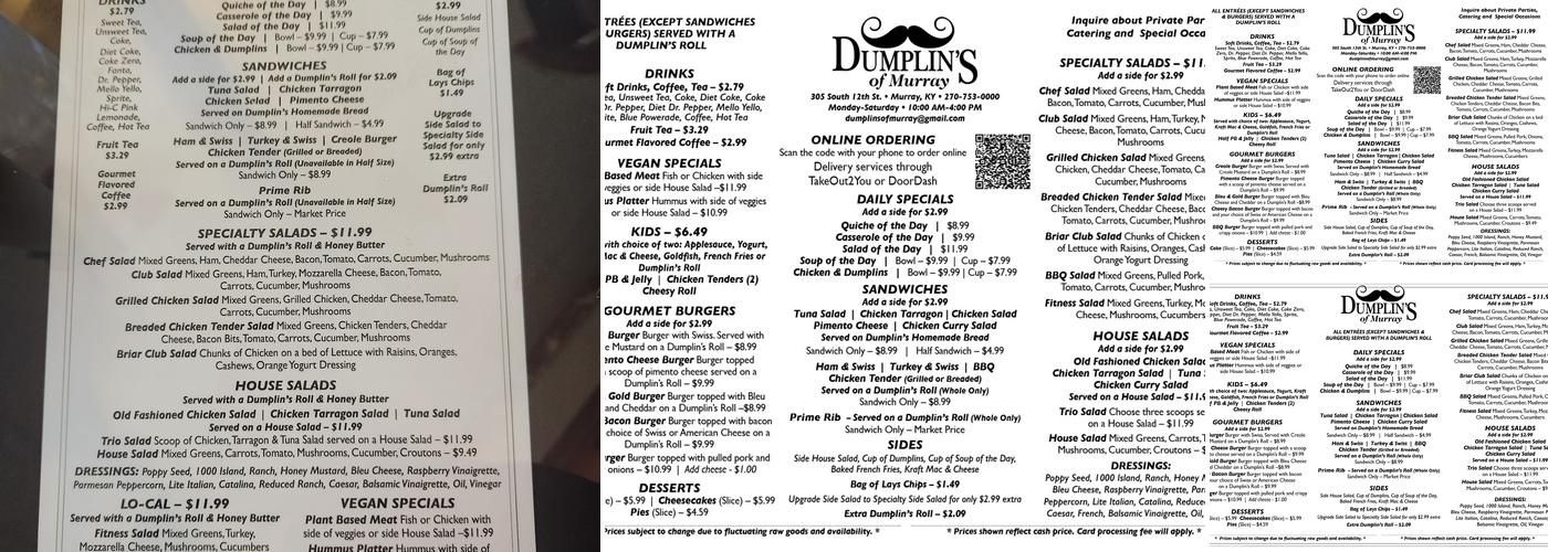 Dumplin’s Of Murray Menu