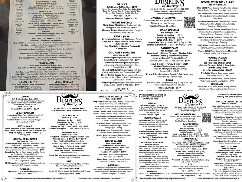 Dumplin’s Of Murray Menu