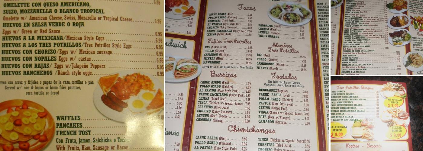 Los Tres Potrillos Menu