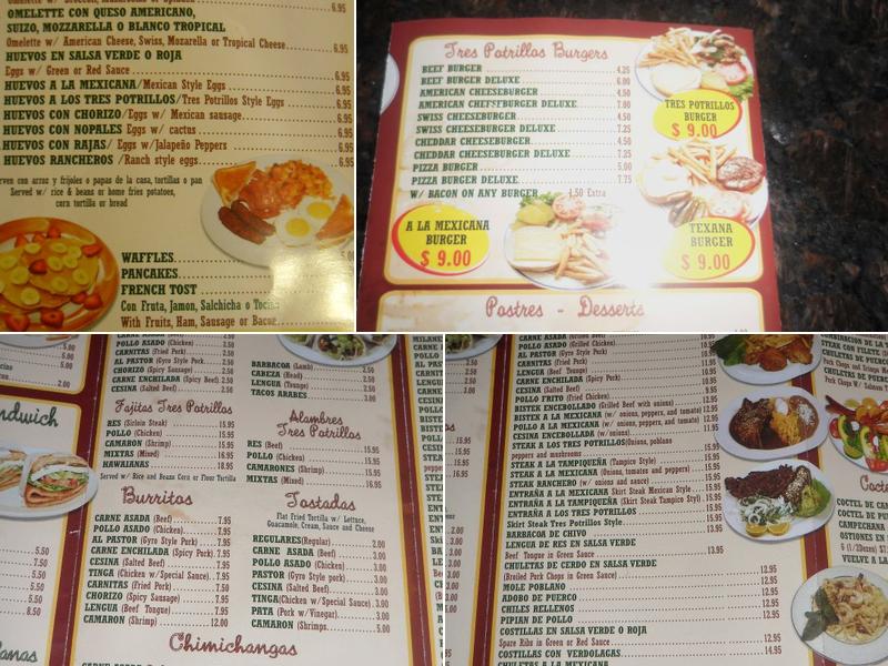 Los Tres Potrillos Menu