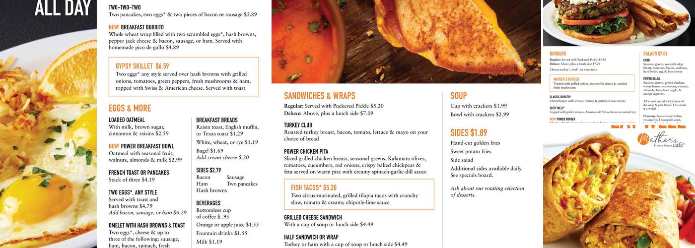 Mather’s—More Than a Café Menu