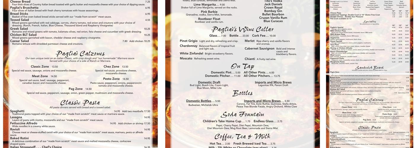 Pagliai's Pizza Menu