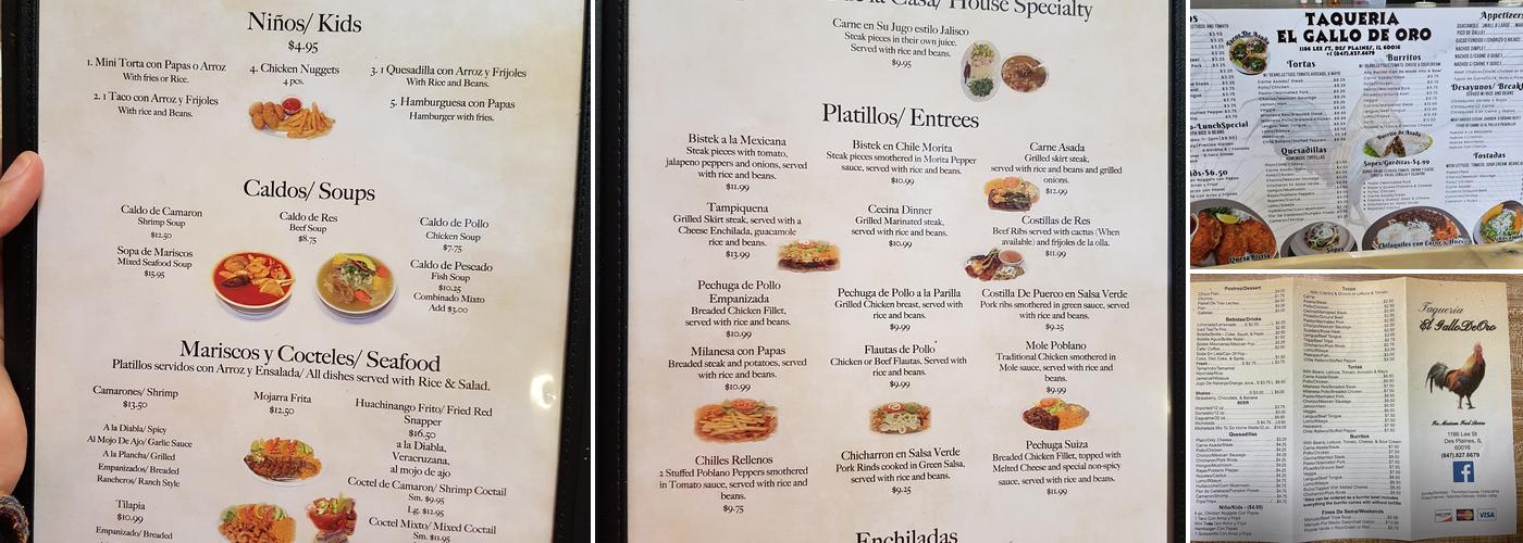 Taqueria El Gallo de Oro Menu