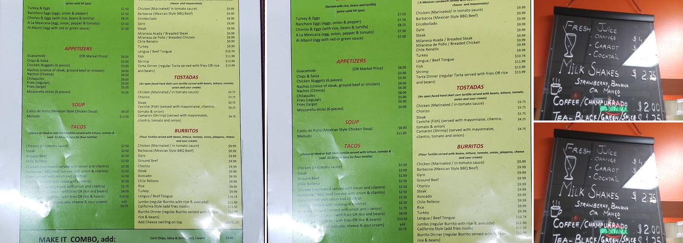 Los Sombreros Taqueria Menu