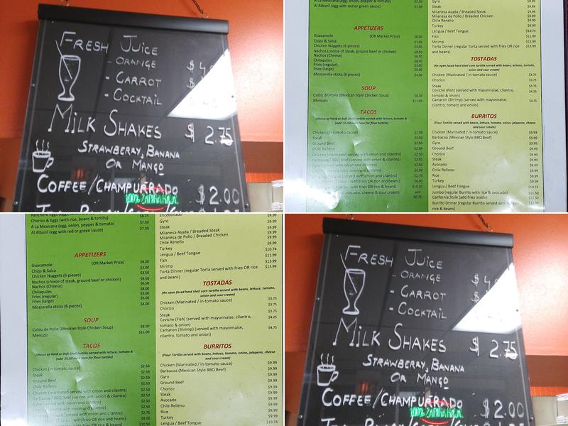Los Sombreros Taqueria Menu