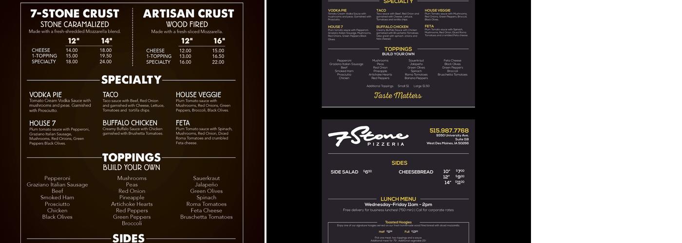 7 Stone Pizzeria Menu
