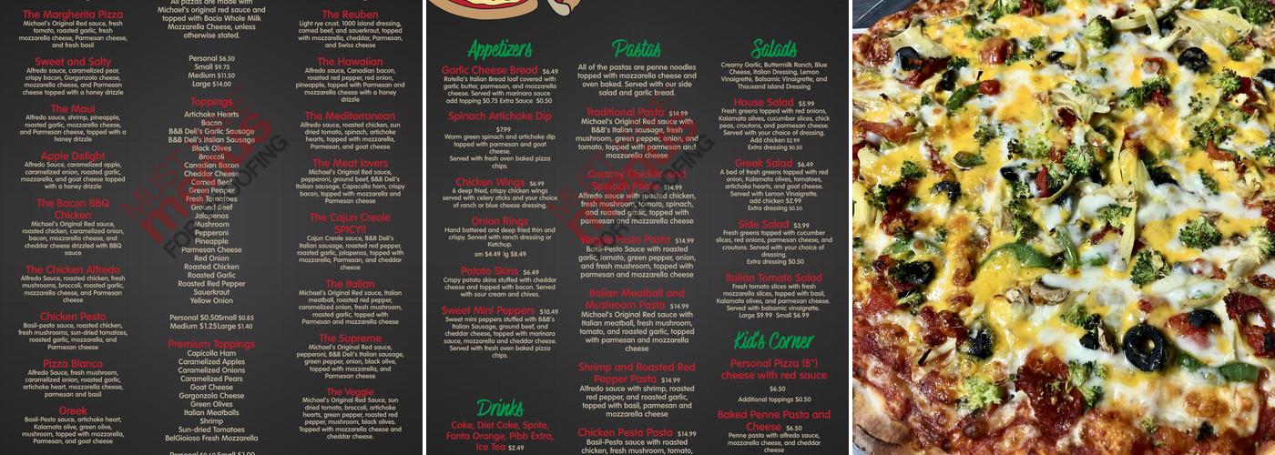 Michael's Pizza Menu