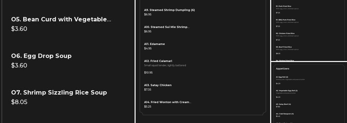 Lin's Mandarin Chinese & Asian Restaurant Menu