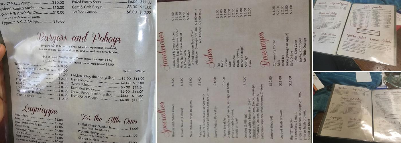 Teche Cafe Menu