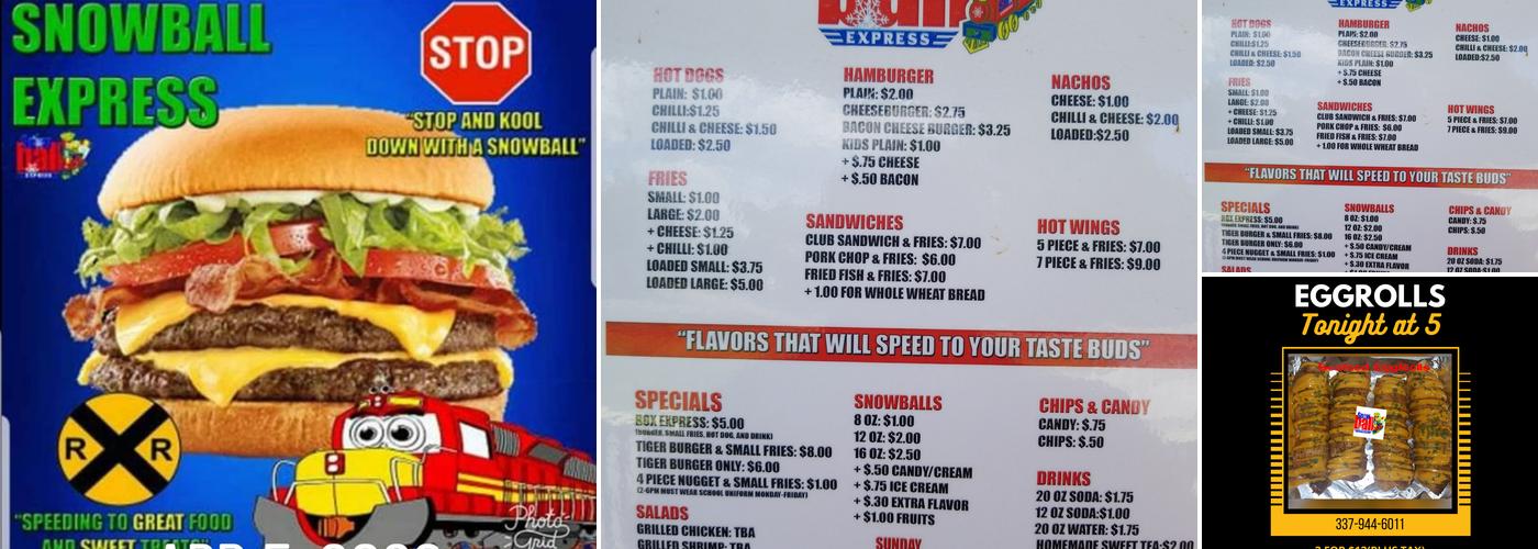 SNOWBALL EXPRESS Menu