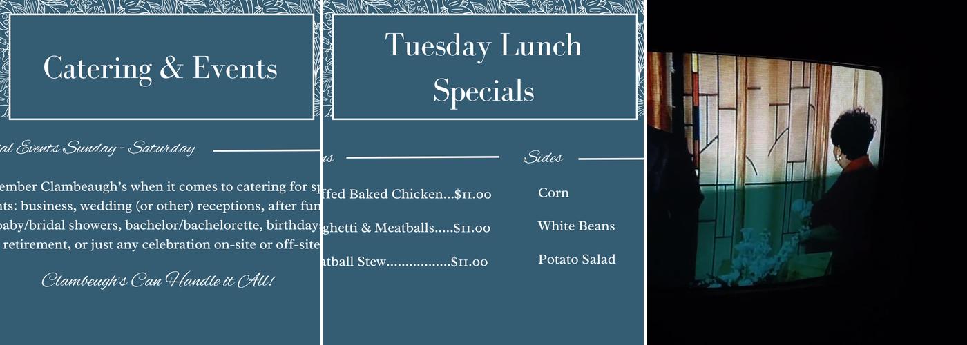 Clambeaugh's Menu