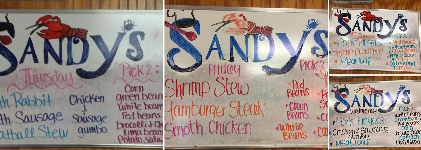 Sandy's Place Menu
