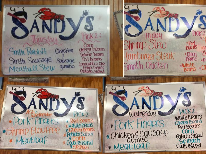 Sandy's Place Menu