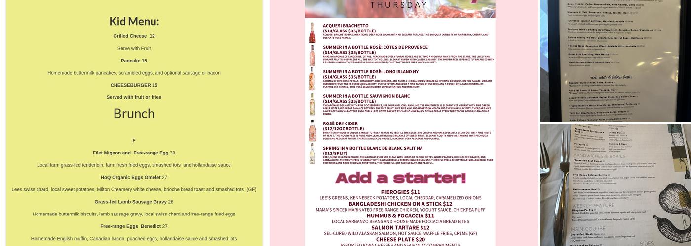 HoQ Restaurant Menu