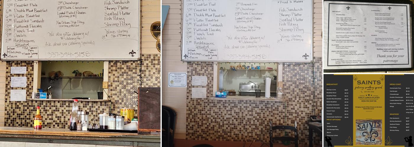 Saints Menu
