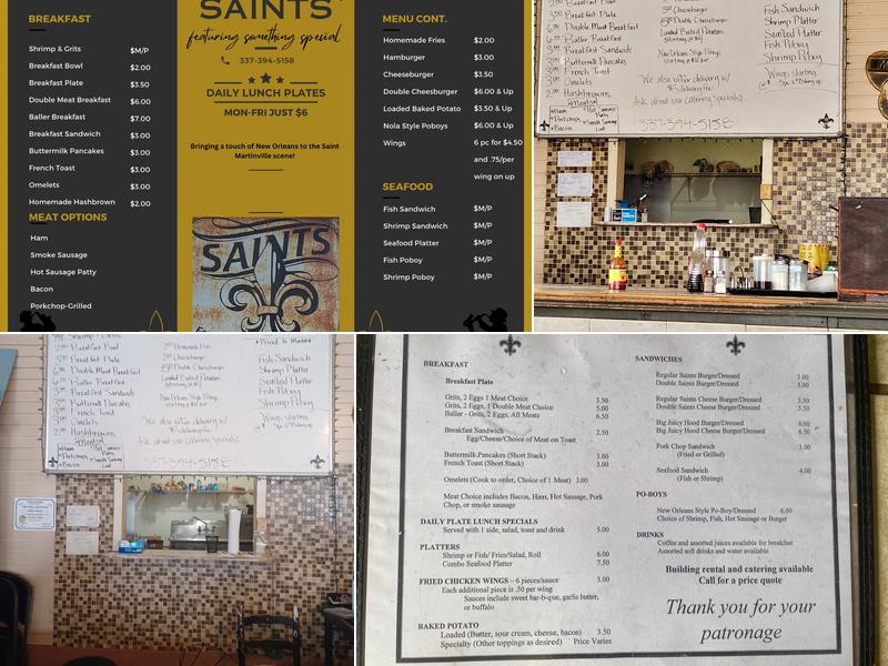 Saints Menu
