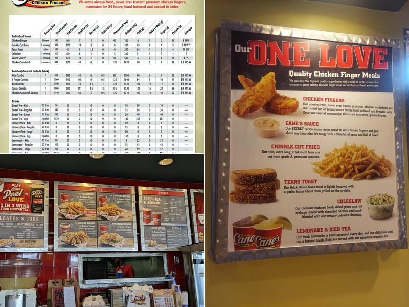 Raising Cane's Chicken Fingers Menu