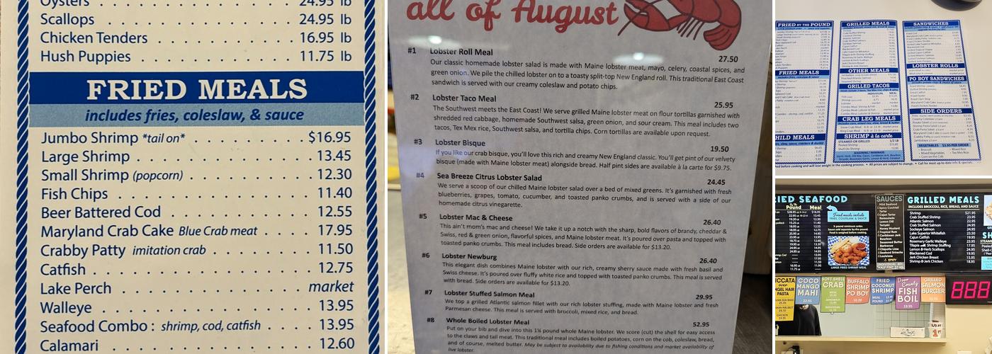 Don's Dock Seafood Menu