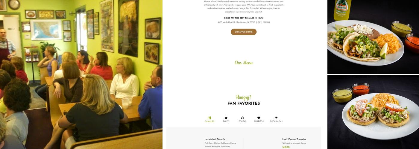 Tamale's Industry Menu