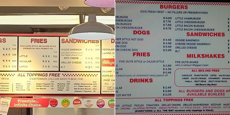 Five Guys Menu