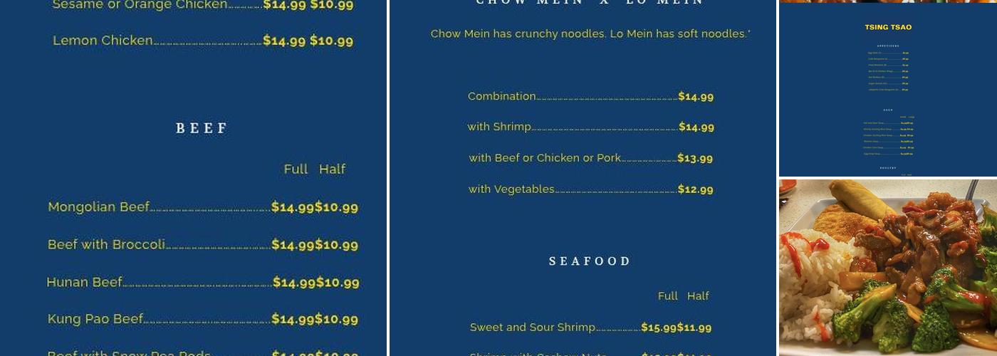 Tsing Tsao Menu