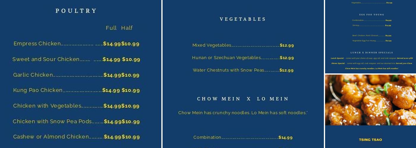 Tsing Tsao Menu