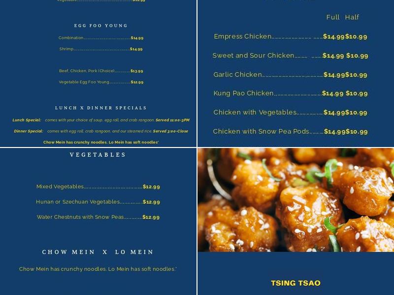 Tsing Tsao Menu