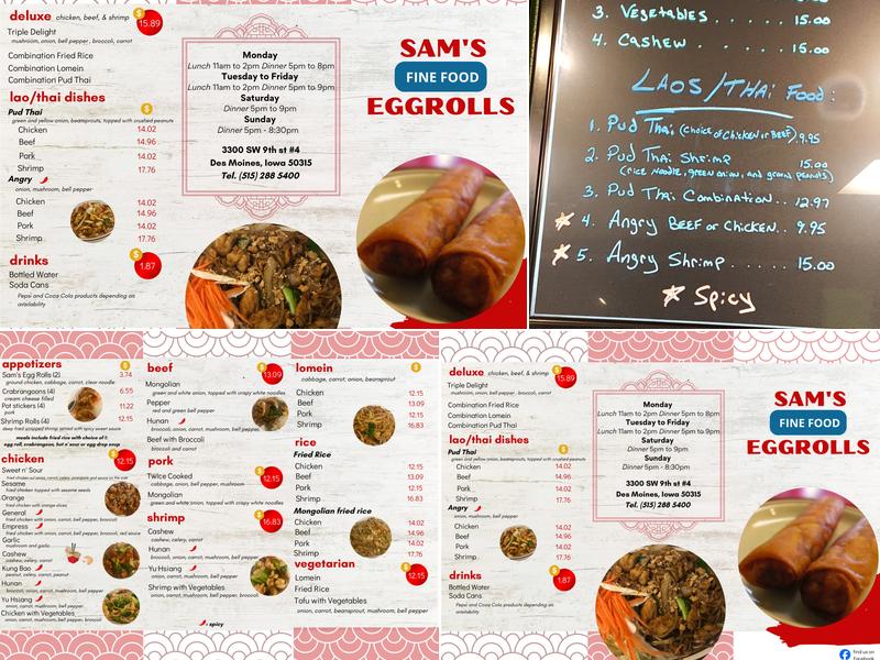 Sam's Fine Food & Egg Rolls Menu