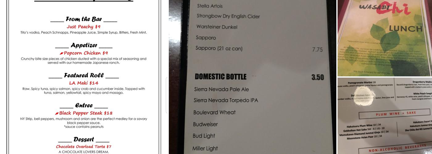 Wasabi Chi Menu