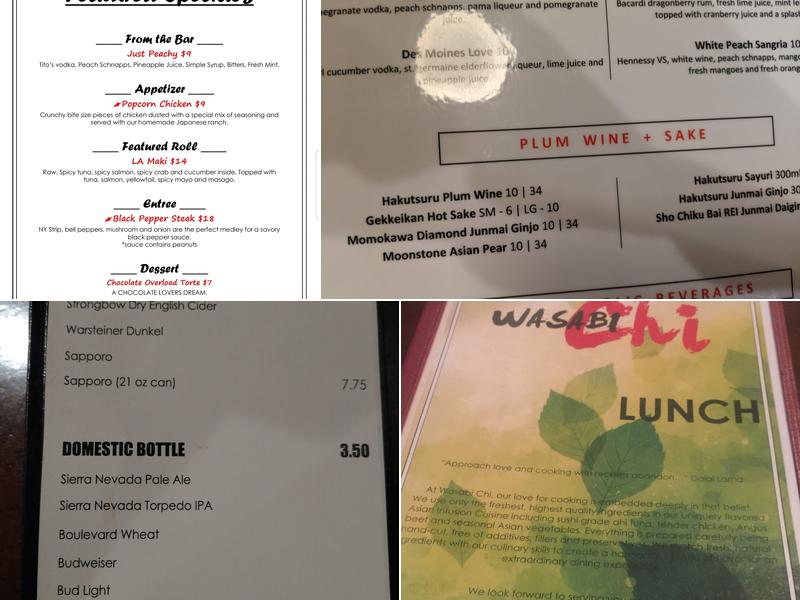 Wasabi Chi Menu