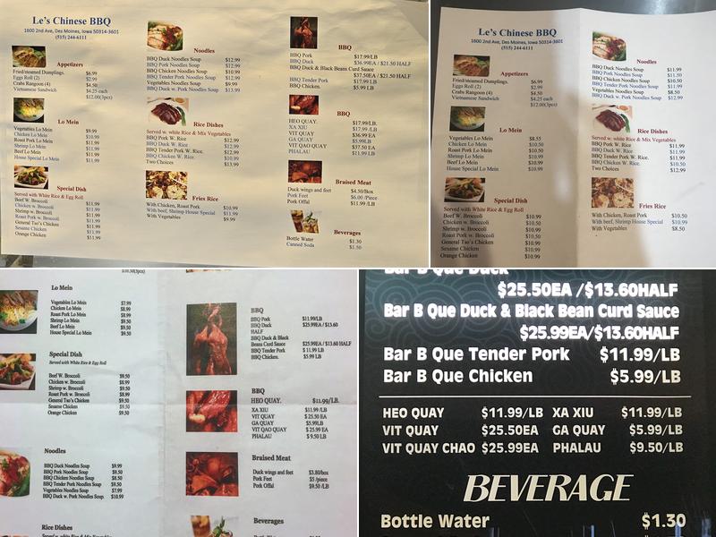 Le's Chinese Bar-B-Que Menu