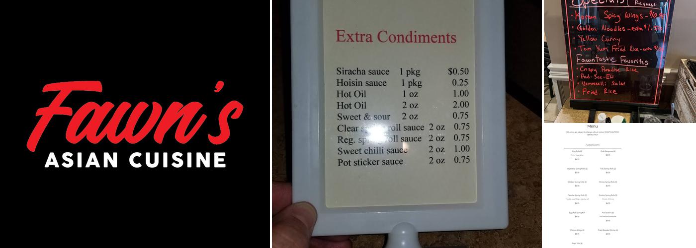 Fawn's Asian Cuisine Menu