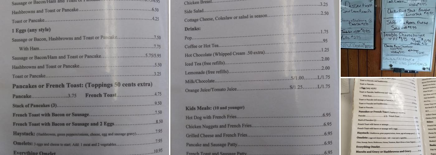 The Lou's Diner Menu